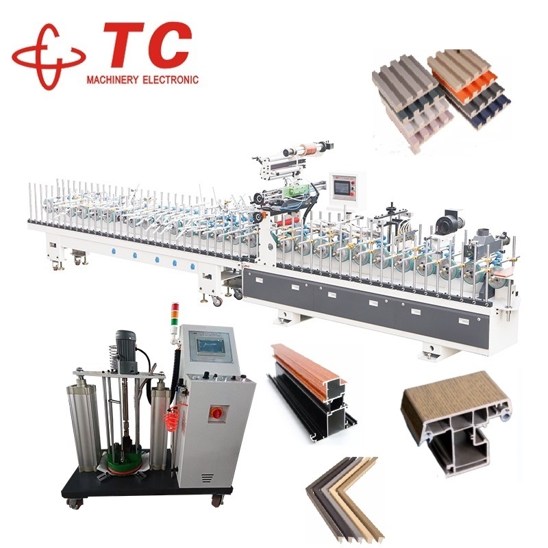 TC Machinery Company Low Price PVC Film Speaker Board PUR Hot Glue Profile Wrapping Machine